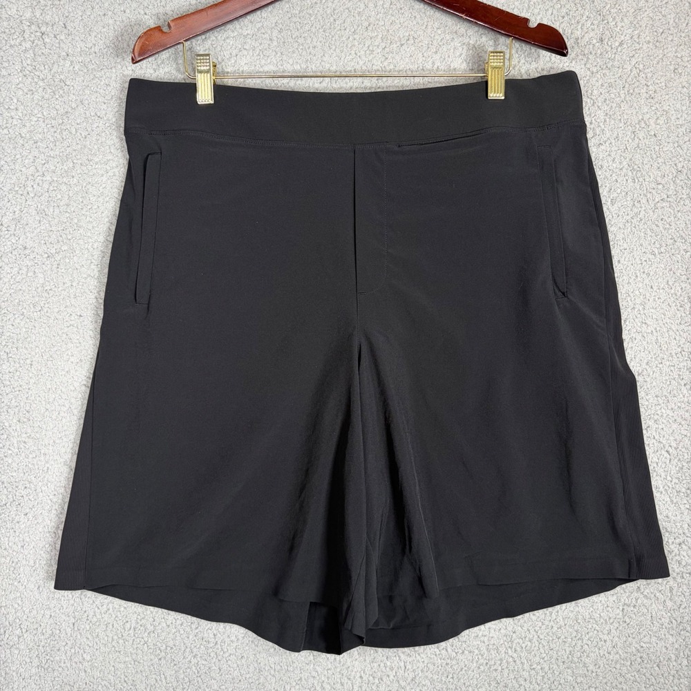 Athleta Shorts Womens 18 Black Active Ribbed Waist Zip Pockets